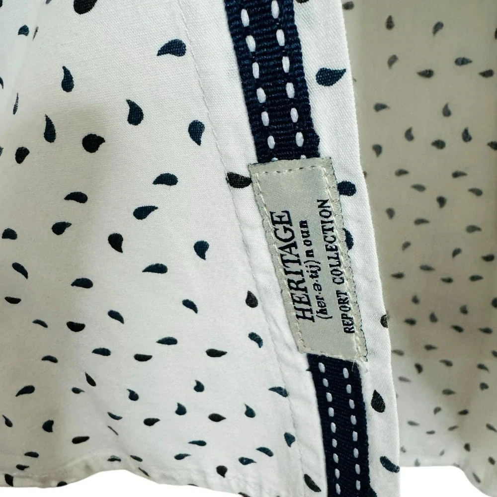 Heritage Report Collection Men‎ L Water Drop Shirt White Short Sleeve Slim Fit